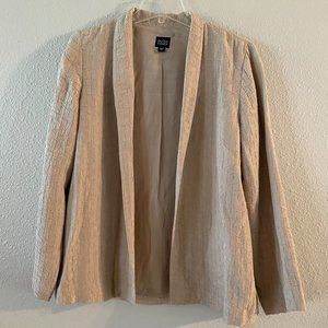 Eileen Fisher Tan Silk/Linen Blazer, Size Medium